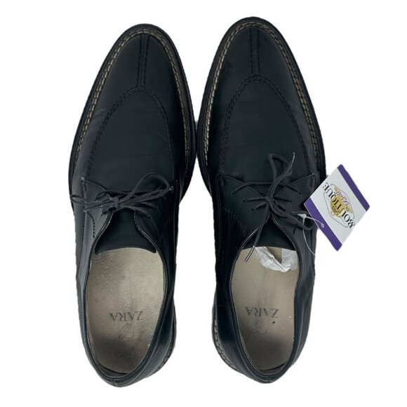 ZARA Mens US 10 Euro 43 Black Leather Dress Shoes Cap Toe Made in Spain Formal main image 9